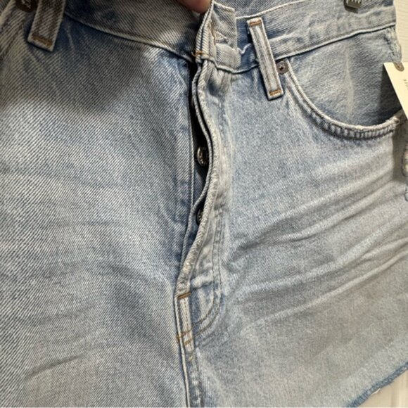 New Agolde Long Parker Denim Shorts in Parade Light Size 32 - Picture 5 of 9